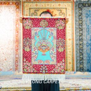 Persian Rug Tapestry Oriental Hand Knotted Silk Rug 1.5x2ft