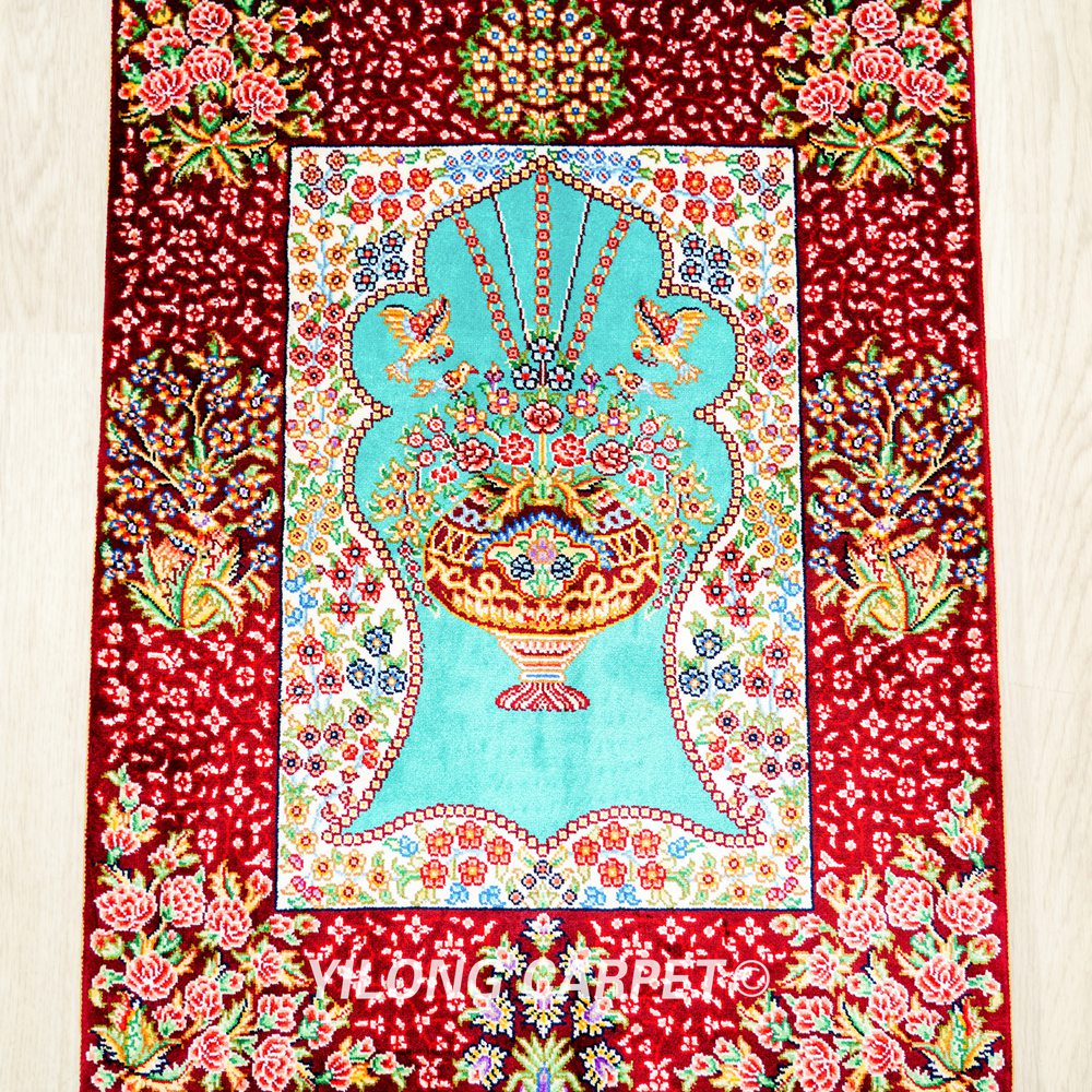 Persian Rug Tapestry Oriental Hand Knotted Silk Rug 1.5x2ft - Image 4