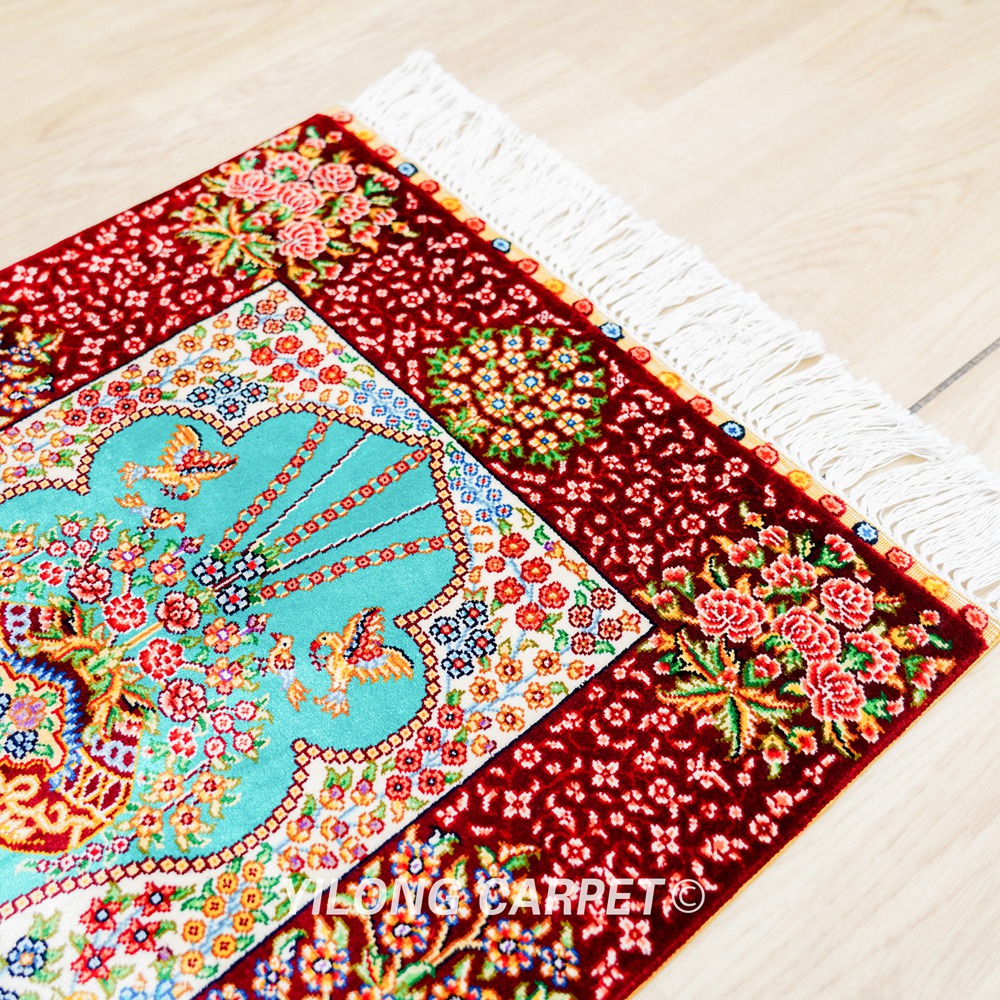 Persian Rug Tapestry Oriental Hand Knotted Silk Rug 1.5x2ft - Image 6