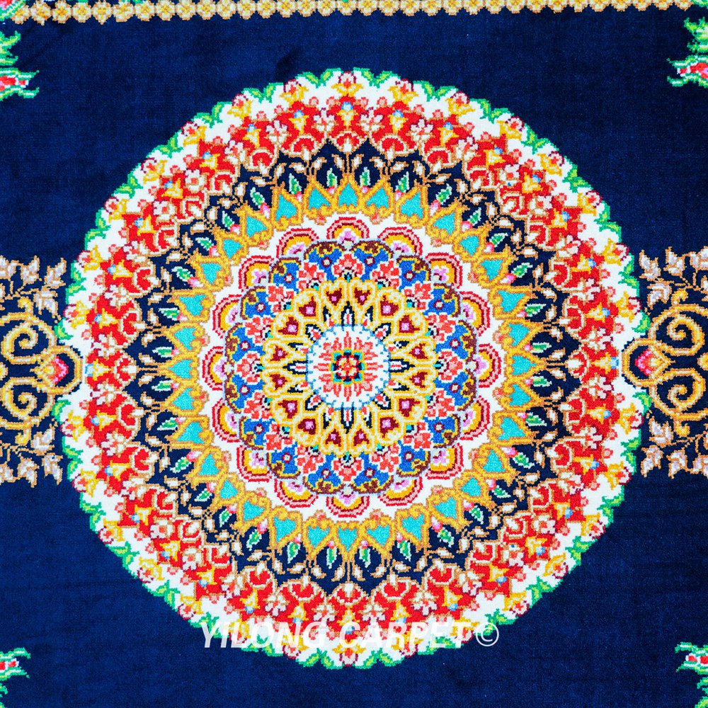 Persian Rug Medallion Design Black Oriental Handmade Silk Rug 1.5x2ft - Image 7