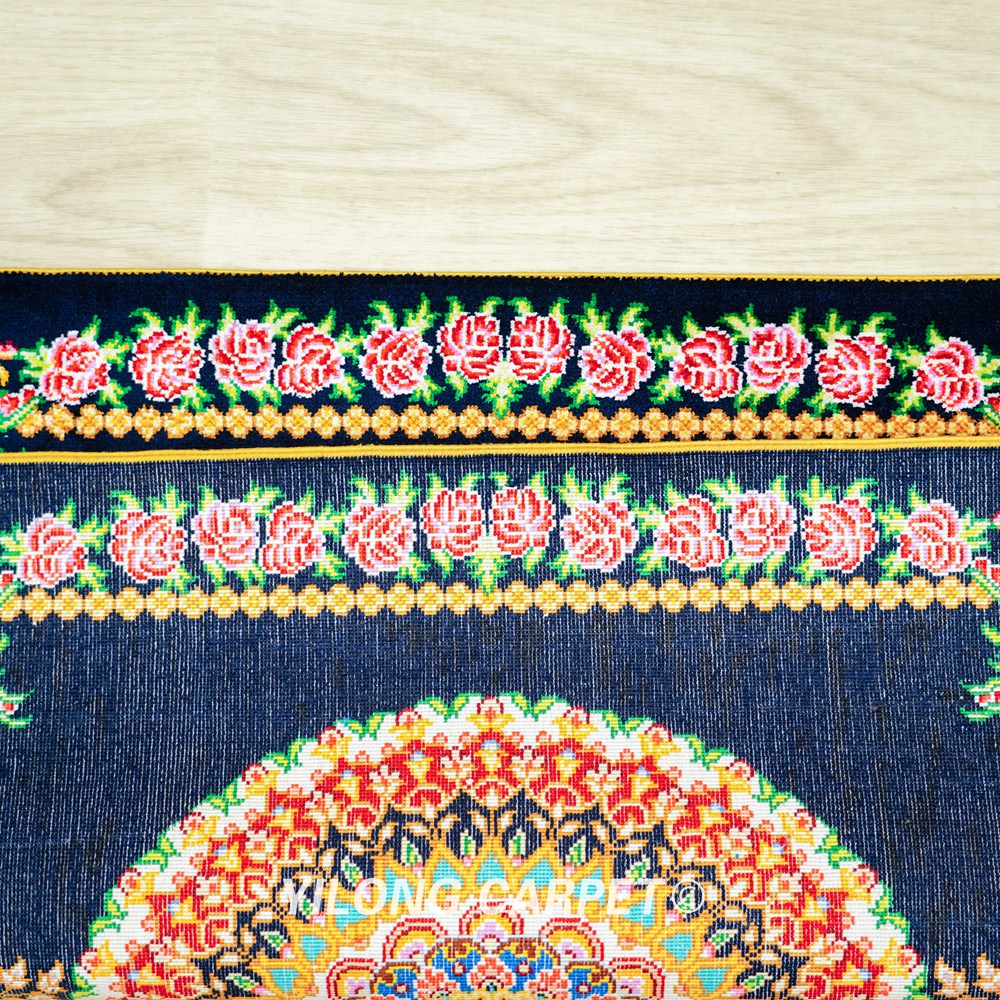 Persian Rug Medallion Design Black Oriental Handmade Silk Rug 1.5x2ft - Image 9