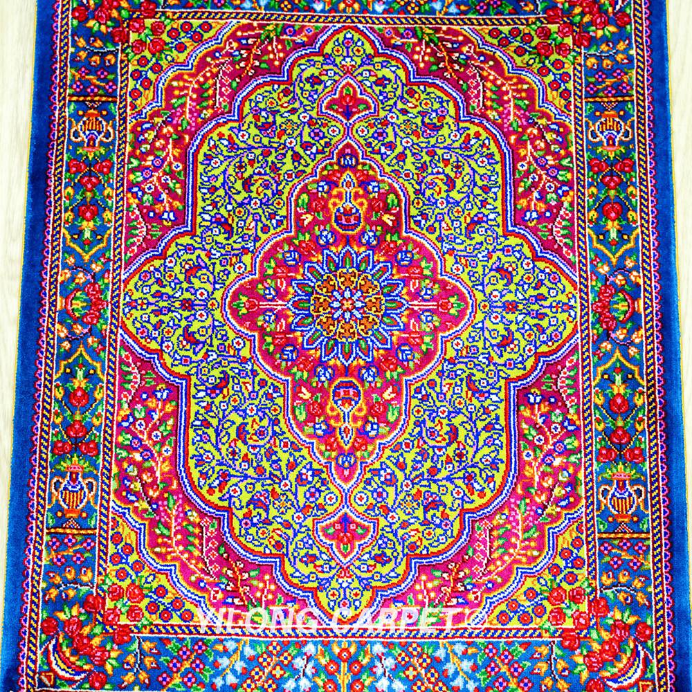 Purple Persian Rug Oriental Small Hand Knotted Silk Rug 1.5x2ft - Image 4