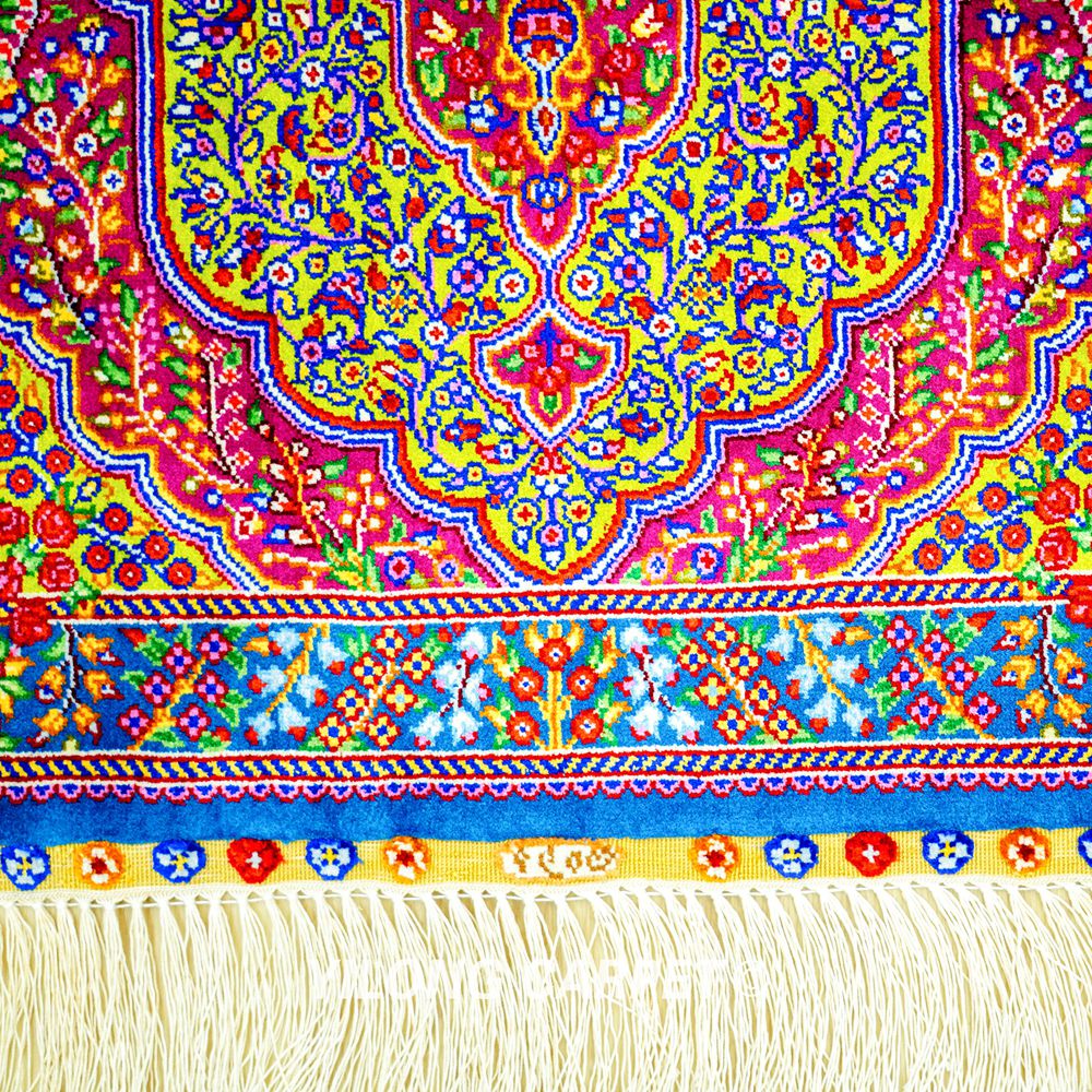Purple Persian Rug Oriental Small Hand Knotted Silk Rug 1.5x2ft - Image 5