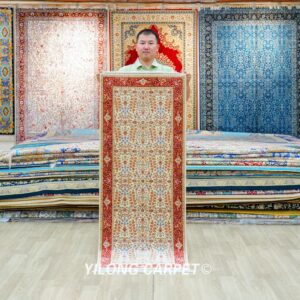 Seven Hill flowers Pattern Handmade Silk Rug Runner 2x5ft