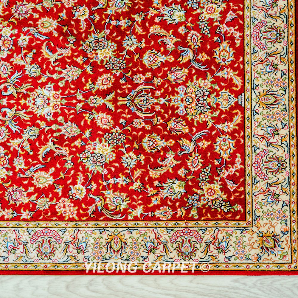 Turkish Handmade Silk Rug Red Seven Hill Flowers Runner 2x5ft - Image 7