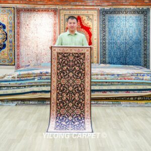 Turkish Seven Hill Flowers Handmade Silk Rug Runner 2x5ft