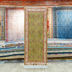 Patchwork Pattern Floral Handmade Silk Rug Runner 2x5ft