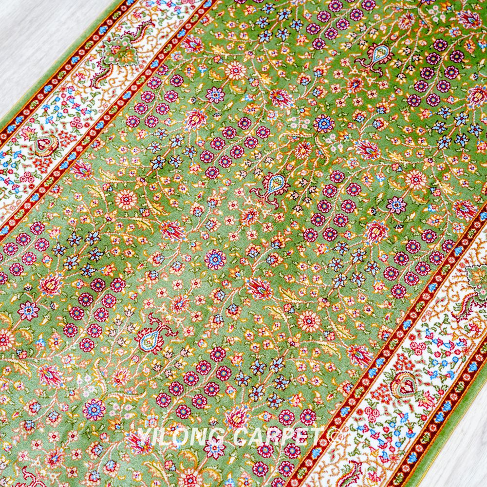 Patchwork Pattern Floral Handmade Silk Rug Runner 2x5ft - Image 5