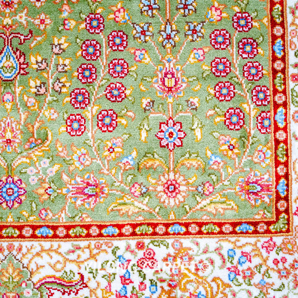 Patchwork Pattern Floral Handmade Silk Rug Runner 2x5ft - Image 6