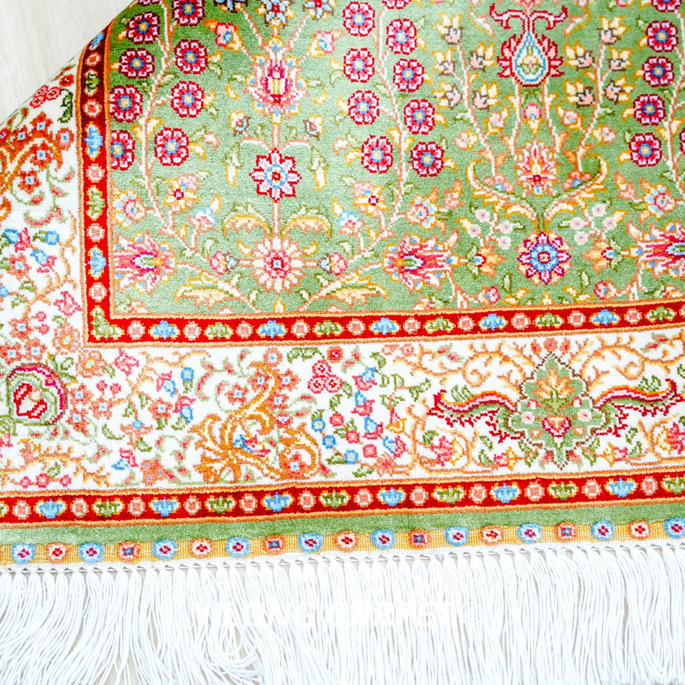 Patchwork Pattern Floral Handmade Silk Rug Runner 2x5ft - Image 7