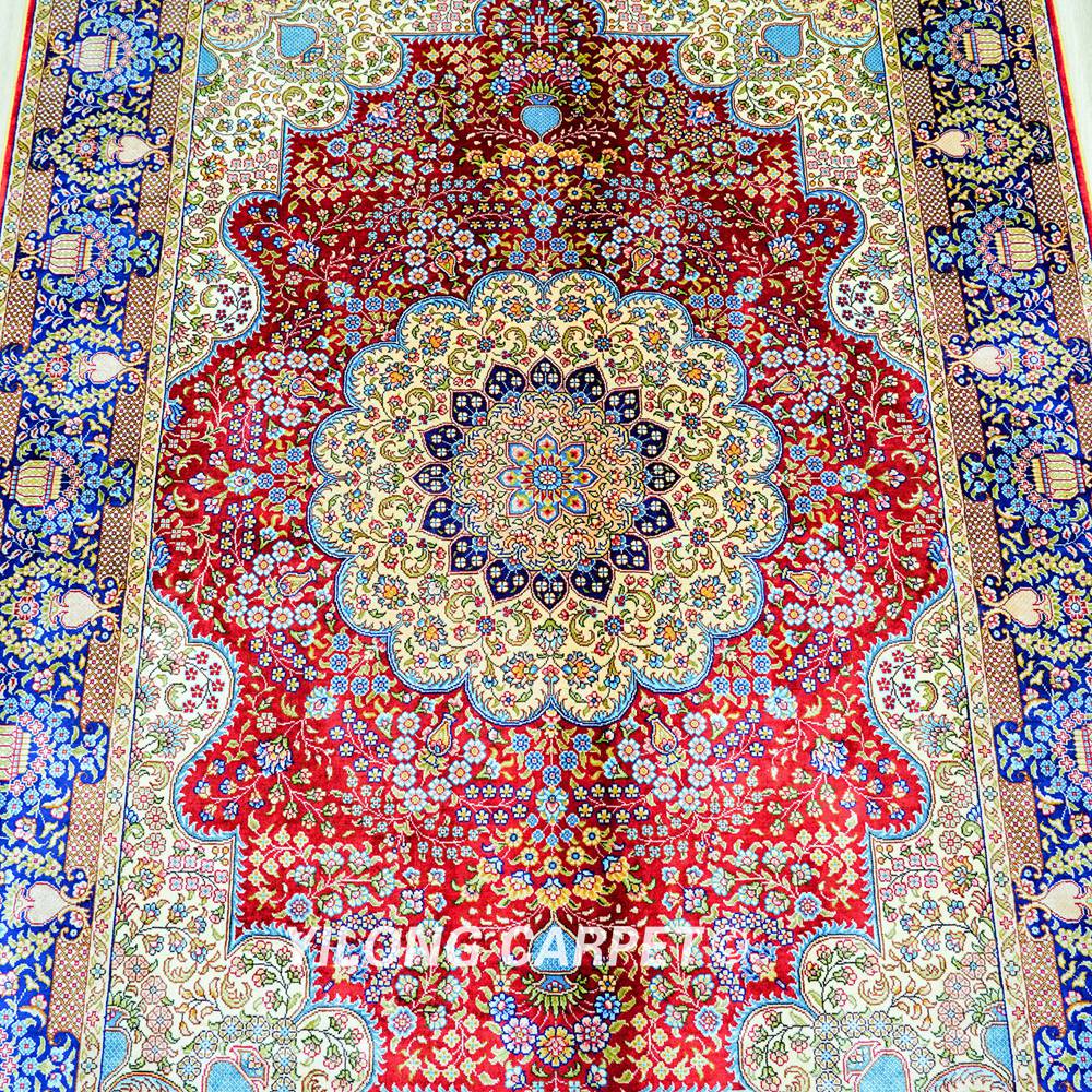Persian Oriental Handmade Area Silk Rug 4x6ft - Image 4