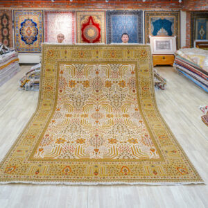 Red and Ivory Handmade Wool Area Rug for Living Room 8.99x12.2ft