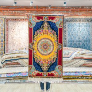 Persian Rug Yellow Hand Knotted Silk Rug 2.25x4ft