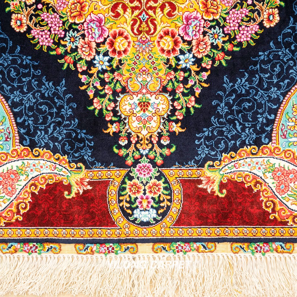 Persian Rug Yellow Hand Knotted Silk Rug 2.25x4ft - Image 5