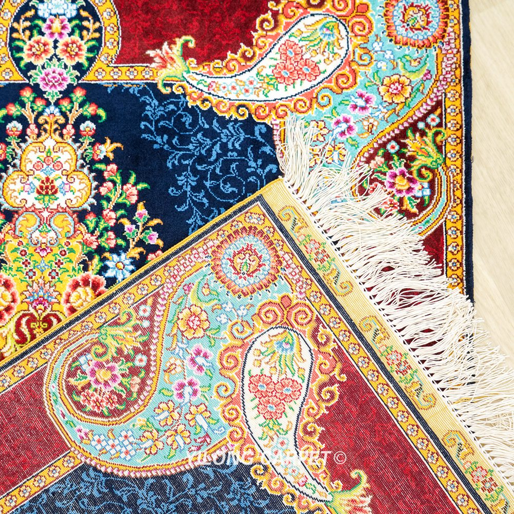 Persian Rug Yellow Hand Knotted Silk Rug 2.25x4ft - Image 9