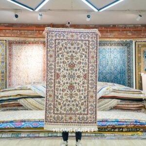 luxury Rug Beige Hand Knotted Silk Rug 2.25x4ft