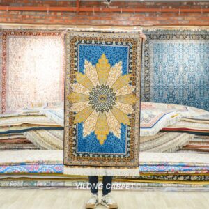 Silk Rug Handmade Golden Silk Rug 2.25x4ft