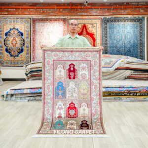 Four Season Persian Hand-Knotted Silk Area Rug for Home or Office 3x5ft