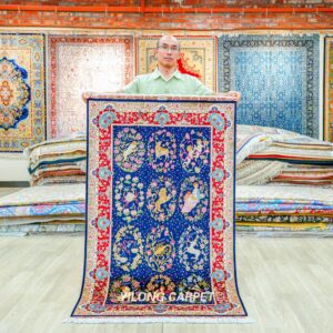 The 12 Zodiac Signs Design Persian Hand-Knotted Silk Area Rug for Home Decor 3x5ft