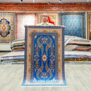 Blue Hand-Knotted Silk Persian Collection Rug for Home or Office 3x5ft