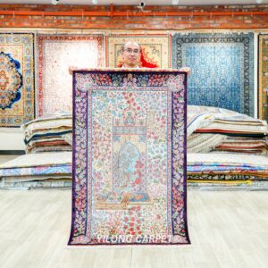 Persian Silk Collection Hand-Knotted Tapestry Rug for Office 3x5ft