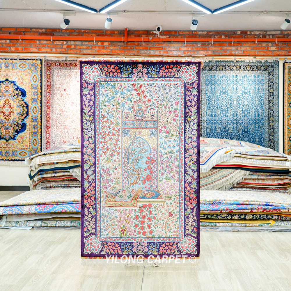 Persian Silk Collection Hand-Knotted Tapestry Rug for Office 3x5ft - Image 3