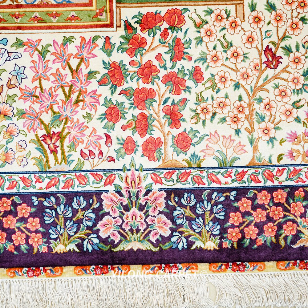 Persian Silk Collection Hand-Knotted Tapestry Rug for Office 3x5ft - Image 6