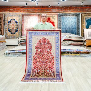 Tree of Life Persian Hand-Knotted Silk Area Rug for Home 3x5ft
