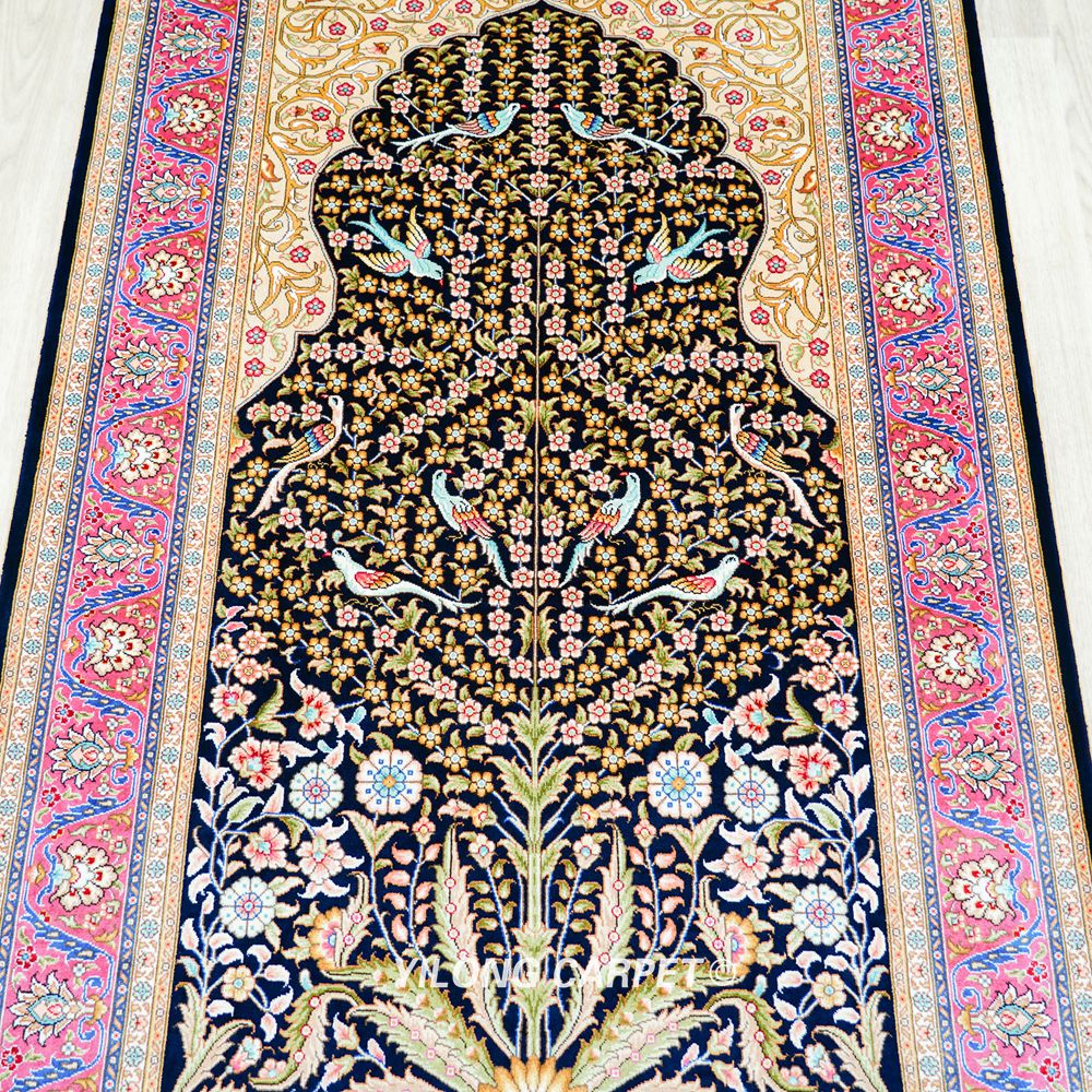Persian Tree of Life Hand-Knotted Silk Rug for Home Decor 3x5ft - Image 5