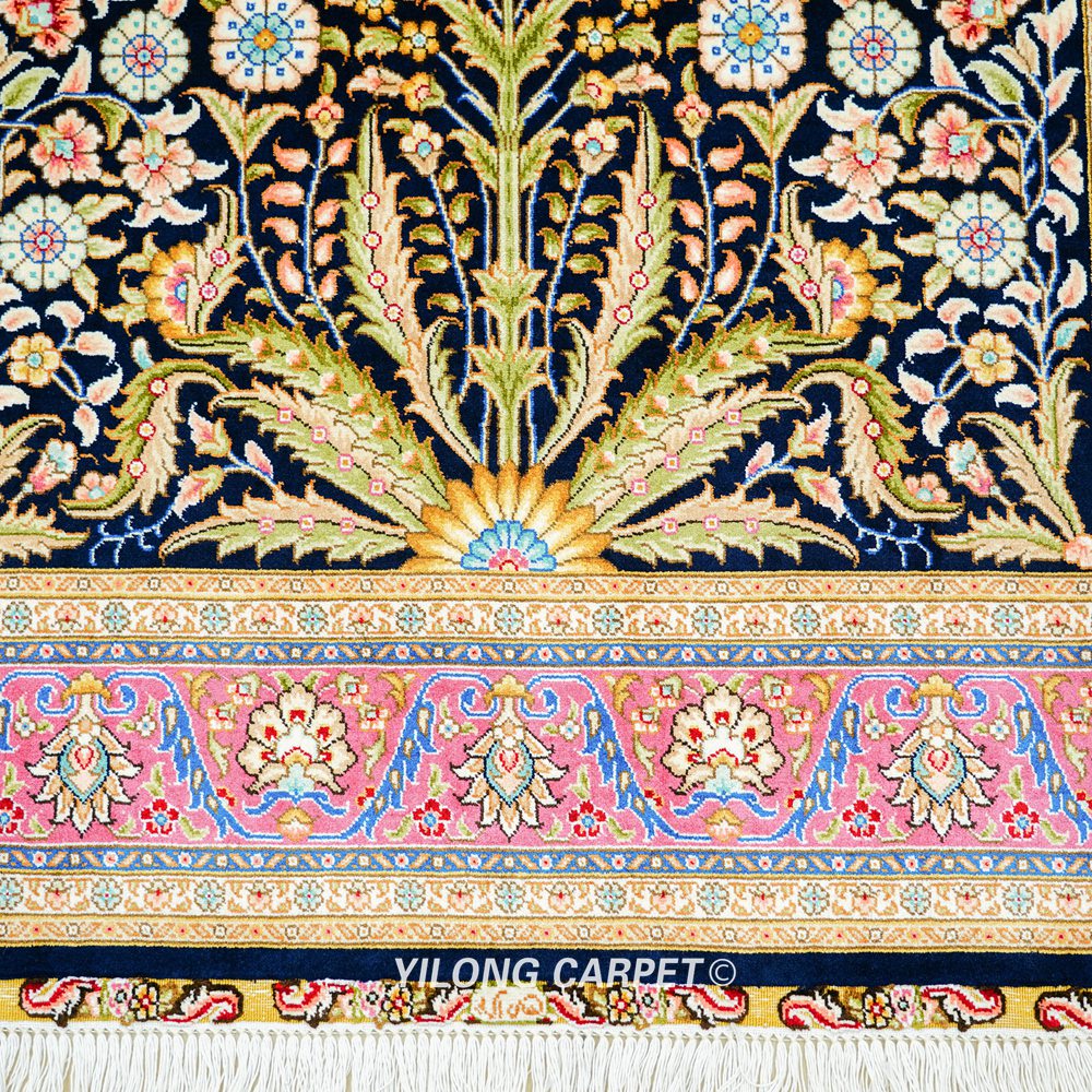 Persian Tree of Life Hand-Knotted Silk Rug for Home Decor 3x5ft - Image 6