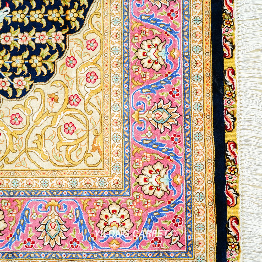 Persian Tree of Life Hand-Knotted Silk Rug for Home Decor 3x5ft - Image 8