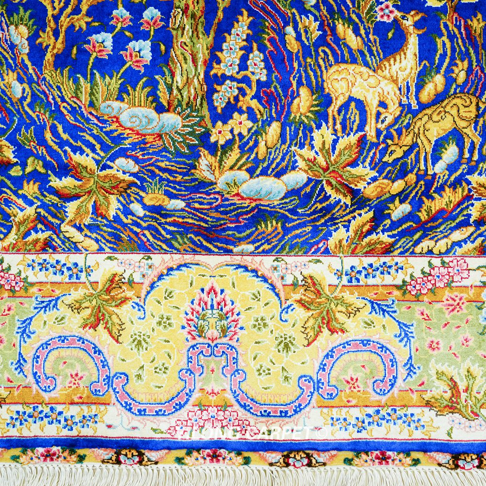 Blue Tree of Life Persian Hand-Knotted Silk Rug for Home Decor 3x5ft - Image 6