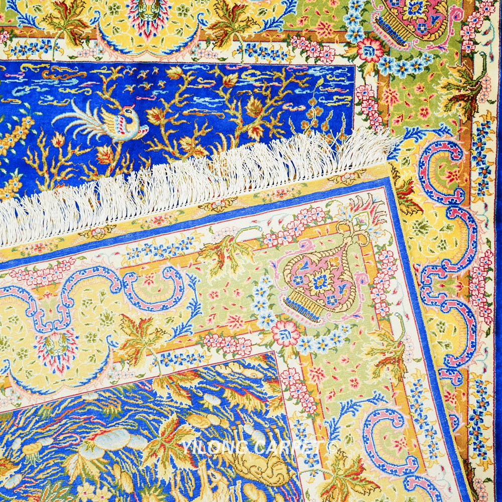 Blue Tree of Life Persian Hand-Knotted Silk Rug for Home Decor 3x5ft - Image 9