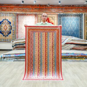Luxury Oriental Persian Hand-Knotted Silk Area Rug for Home 3x5ft