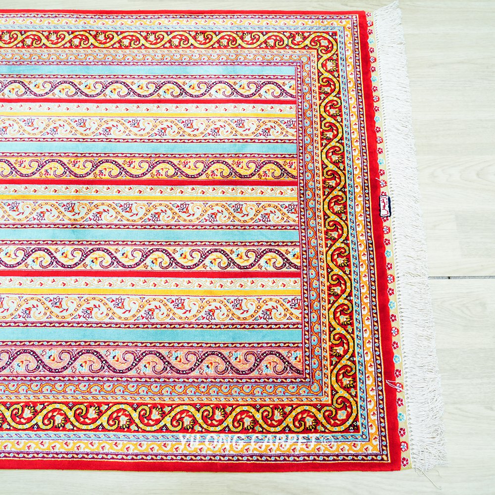 Luxury Oriental Persian Hand-Knotted Silk Area Rug for Home 3x5ft - Image 7