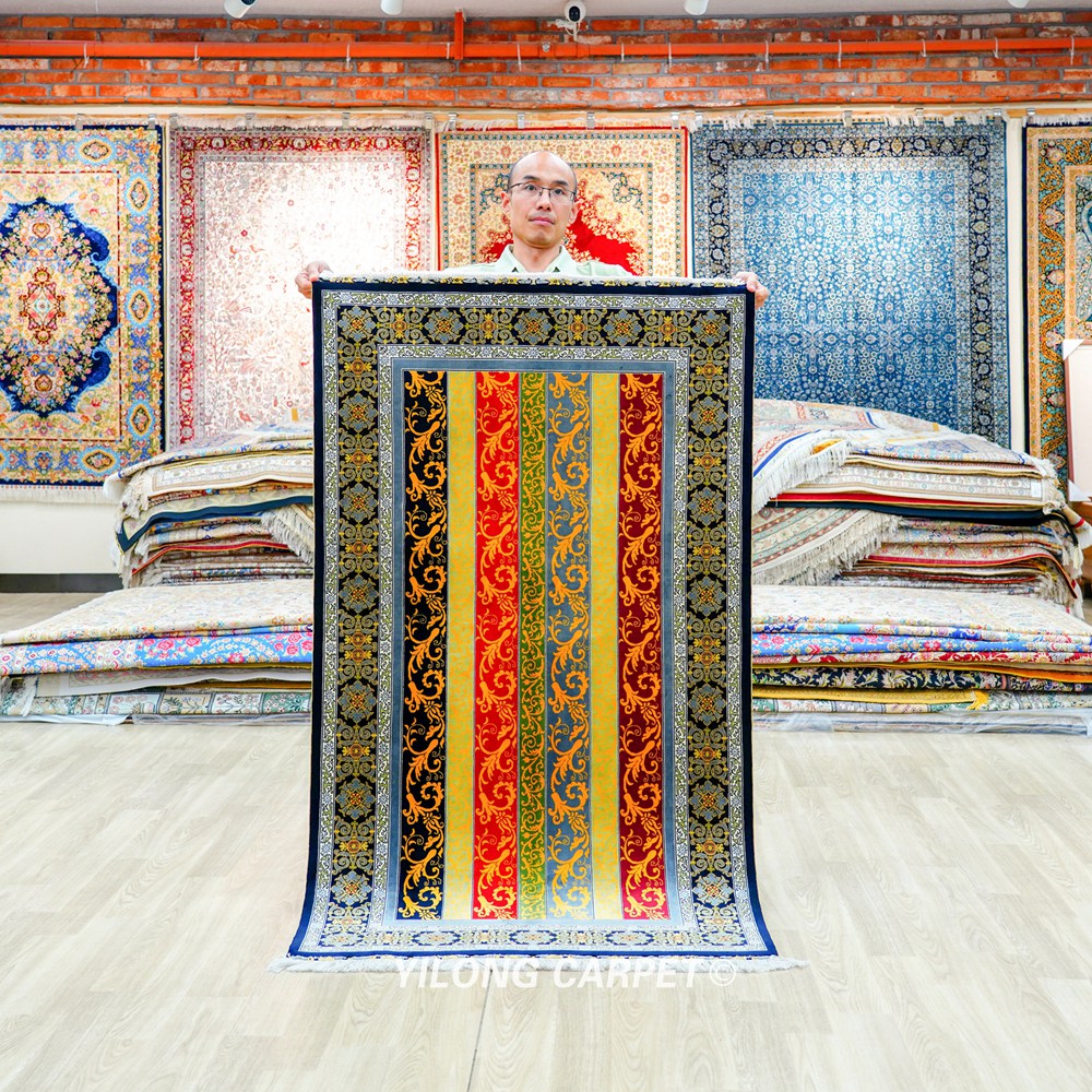 Home Decor Luxury Persian Oriental Hand-Knotted Silk Rug 3x5ft