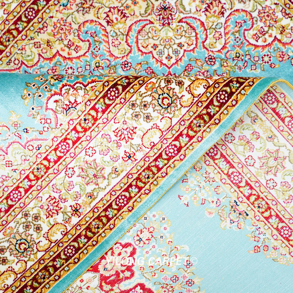 Blue Persian Dom Design Hand-Knotted Oriental Silk Area Rug 3x5ft - Image 8