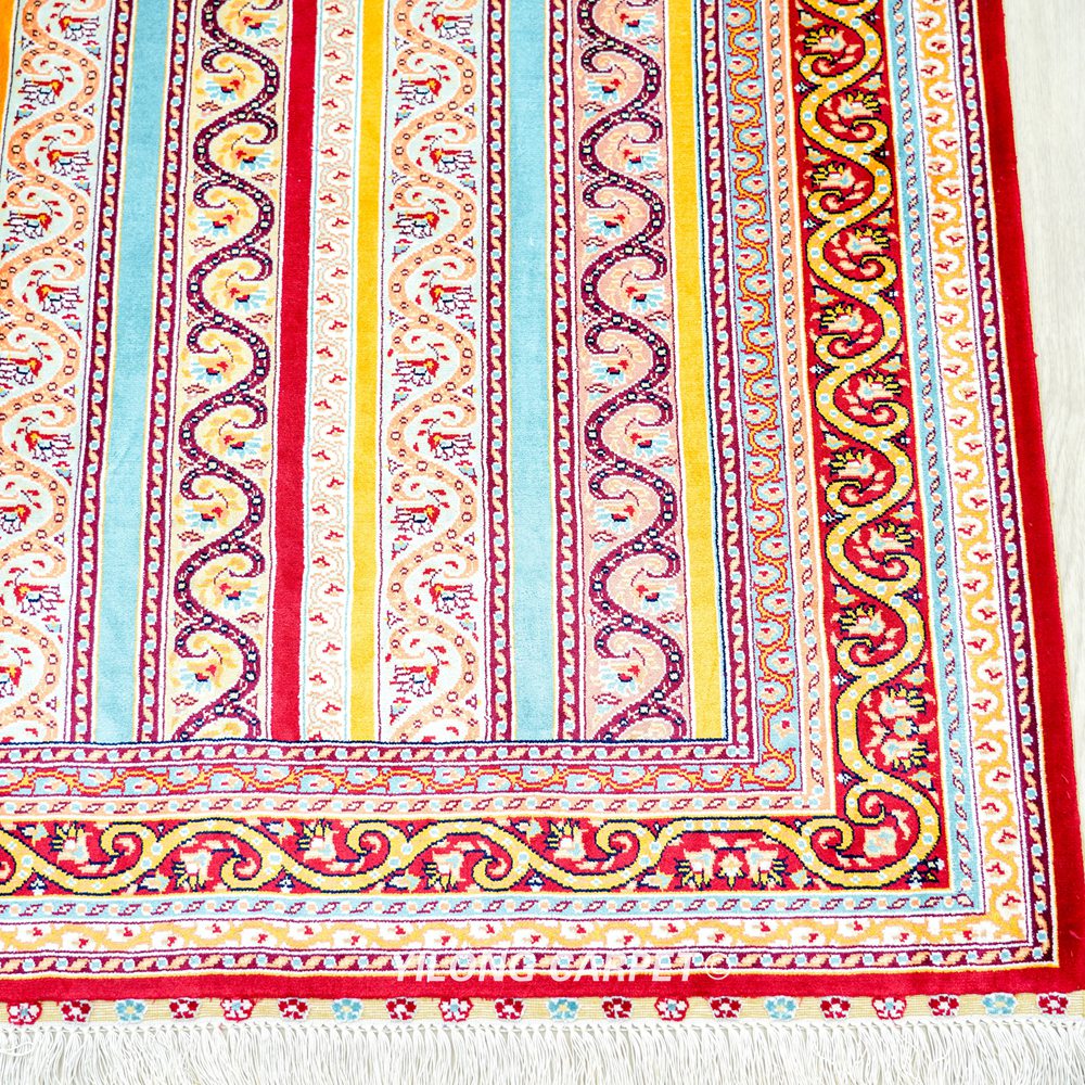 Oriental Persian Hand-Knotted Silk Rug as a Home Decor Piece 4x6ft - Image 5