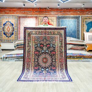 Persian Hand-Knotted Silk Rug for Home or Office 4x6ft