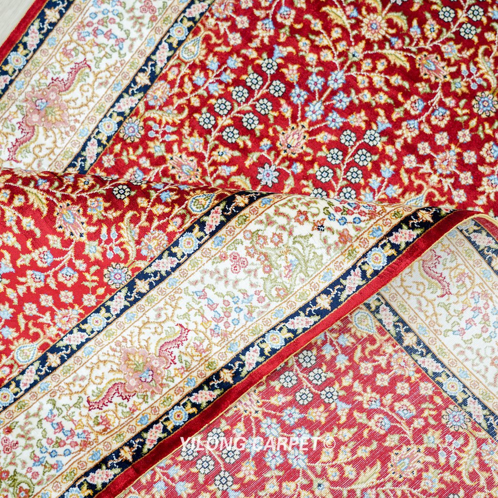 burgundy silk runner rug texture and silk sheen