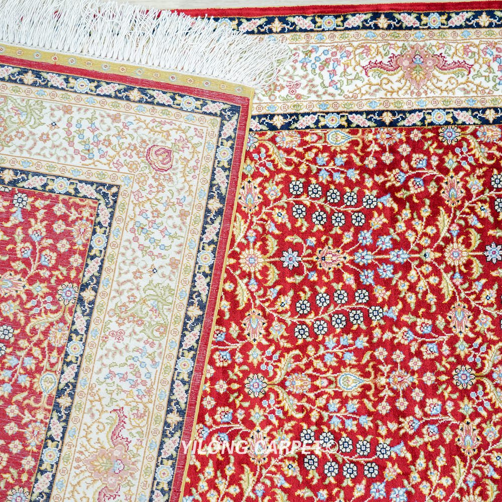 burgundy silk runner rug texture and silk sheen