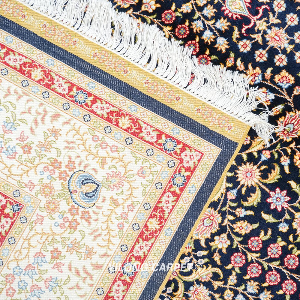 Black Allover Floral Hand-Knotted Silk Area Rug for Living Room 5.5x8ft - Image 9