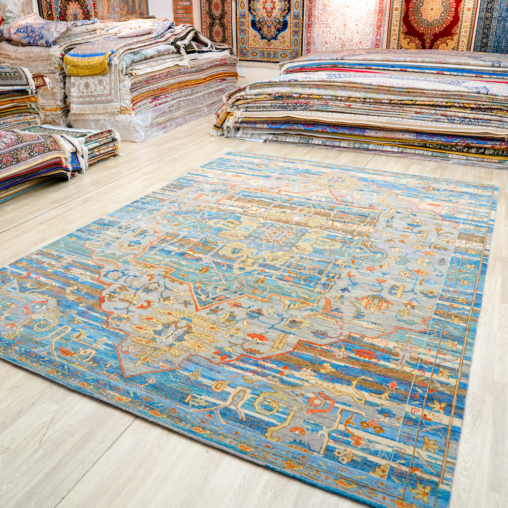 Pastel Multicolor Handmade Wool Area Rug for Living Room 8.92x12.04ft - Image 8