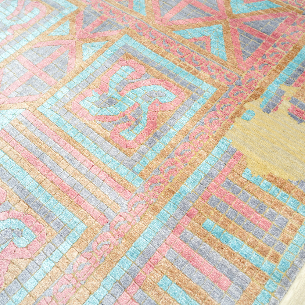 Red and Magenta Handmade Wool Area Rug for Living Room 7.94x10.01ft - Image 7