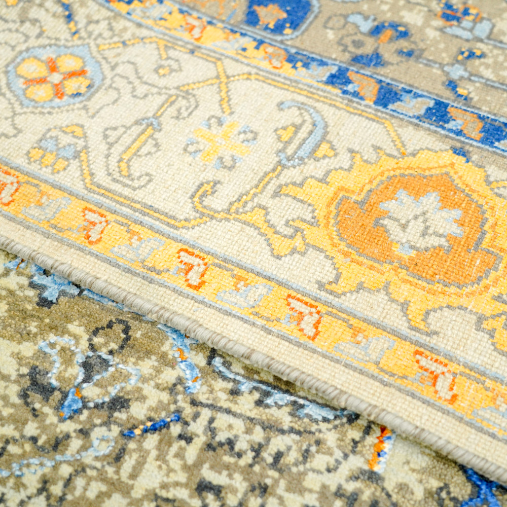Ivory and Gold Handmade Wool Area Rug for Living Room 8.99x11.98ft - Image 8