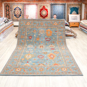 Ivory and Gold Handmade Wool Area Rug for Living Room 8.92x11.81ft