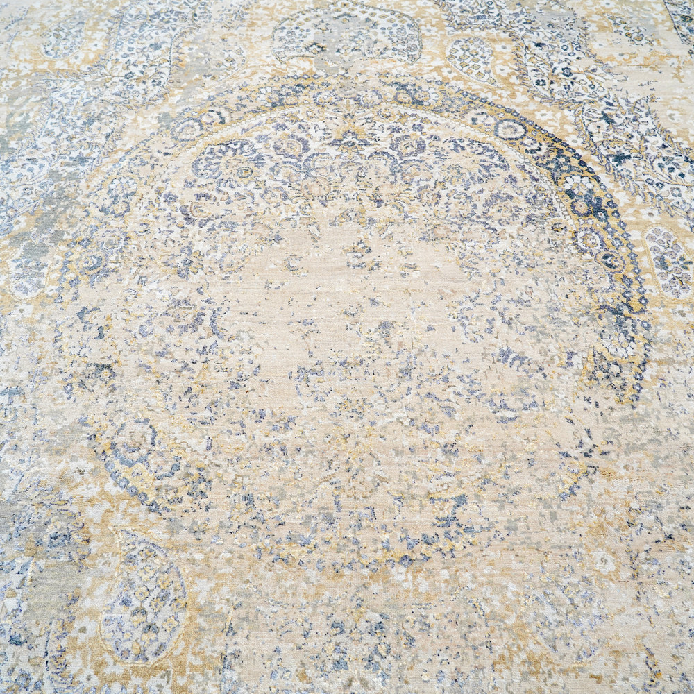 Ivory and Orange Handmade Wool Area Rug for Living Room 8.92x12.04ft - Image 8