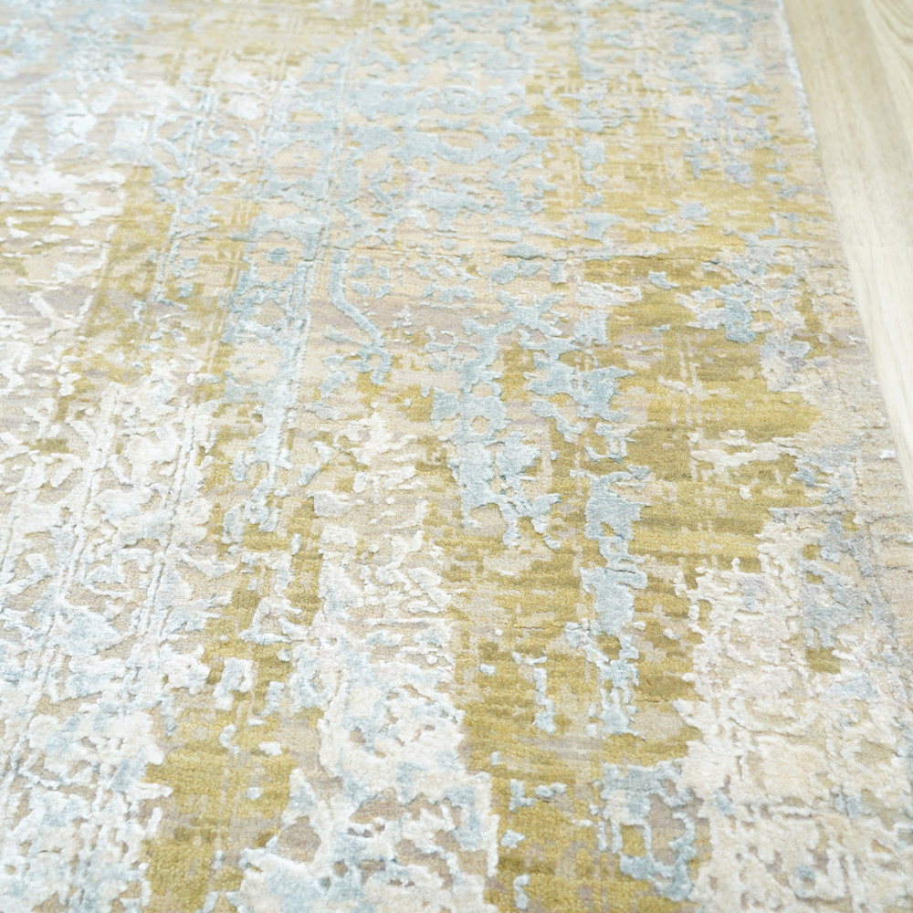 Ivory and Gold Handmade Wool Area Rug for Living Room 8.14x10.14ft - Image 6