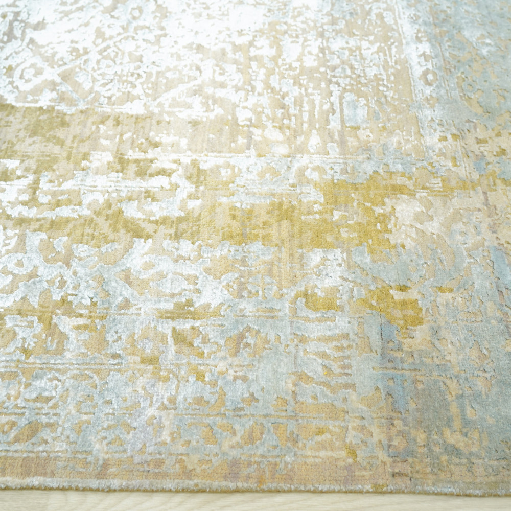 Ivory and Gold Handmade Wool Area Rug for Living Room 8.14x10.14ft - Image 7
