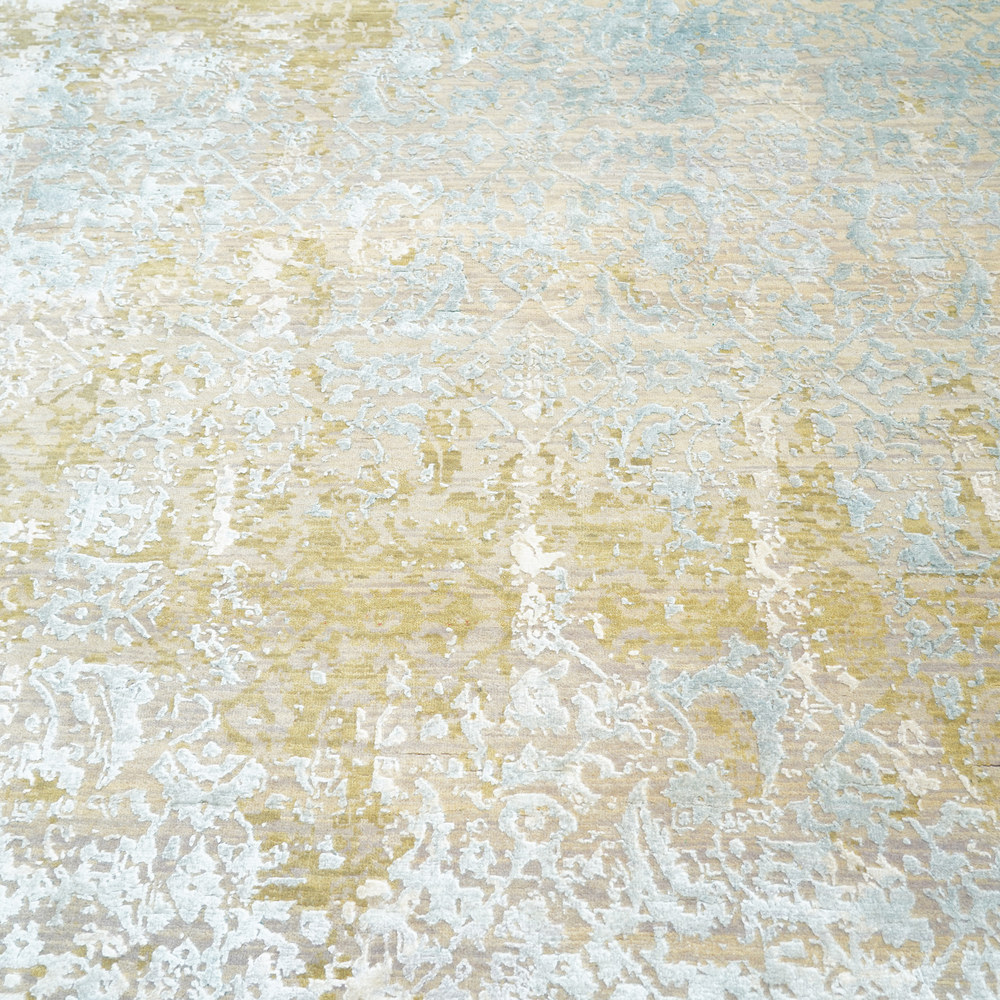 Ivory and Gold Handmade Wool Area Rug for Living Room 8.14x10.14ft - Image 8